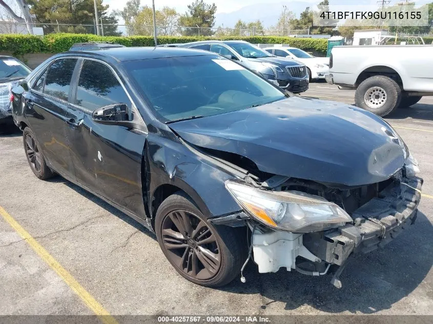 2016 Toyota Camry Se VIN: 4T1BF1FK9GU116155 Lot: 40257567