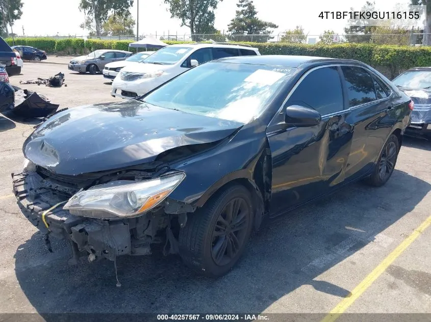 2016 Toyota Camry Se VIN: 4T1BF1FK9GU116155 Lot: 40257567