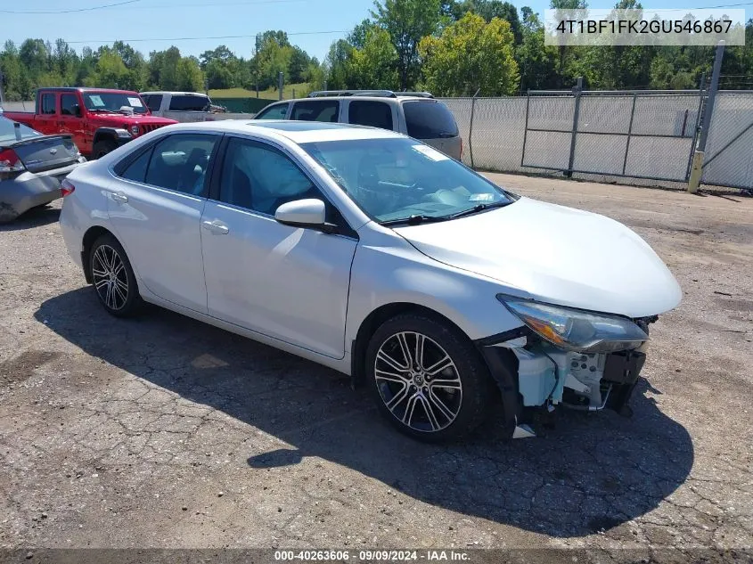 2016 Toyota Camry Se VIN: 4T1BF1FK2GU546867 Lot: 40263606