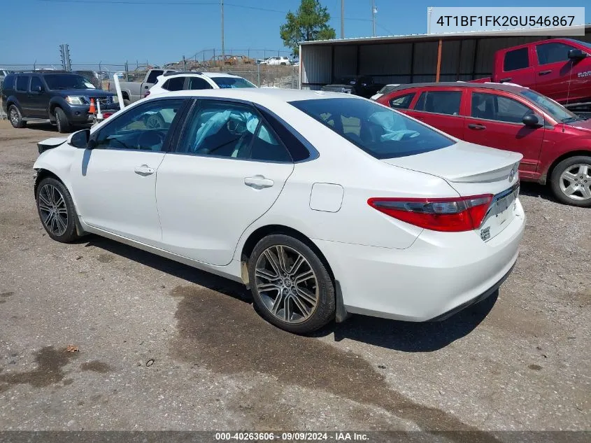 2016 Toyota Camry Se VIN: 4T1BF1FK2GU546867 Lot: 40263606