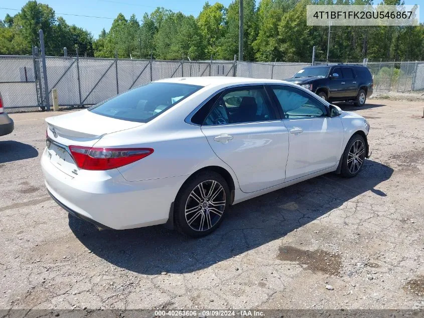 2016 Toyota Camry Se VIN: 4T1BF1FK2GU546867 Lot: 40263606