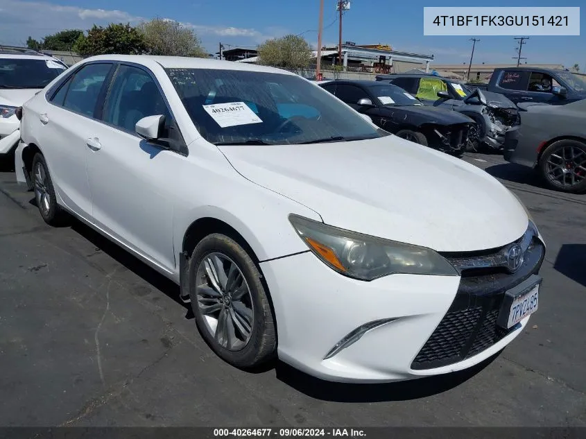 2016 Toyota Camry Se VIN: 4T1BF1FK3GU151421 Lot: 40264677