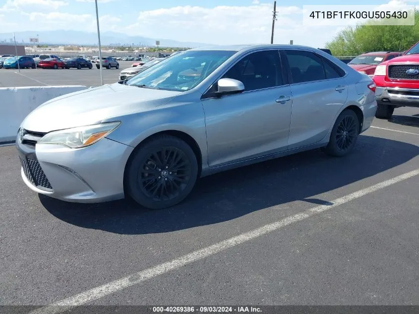 2016 Toyota Camry Se VIN: 4T1BF1FK0GU505430 Lot: 40683642