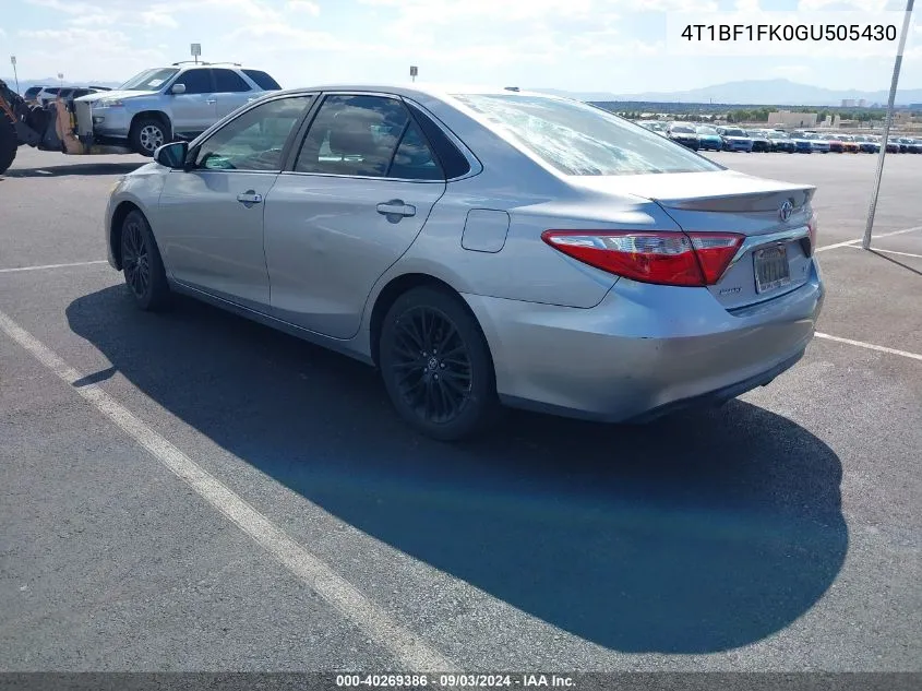 2016 Toyota Camry Se VIN: 4T1BF1FK0GU505430 Lot: 40683642