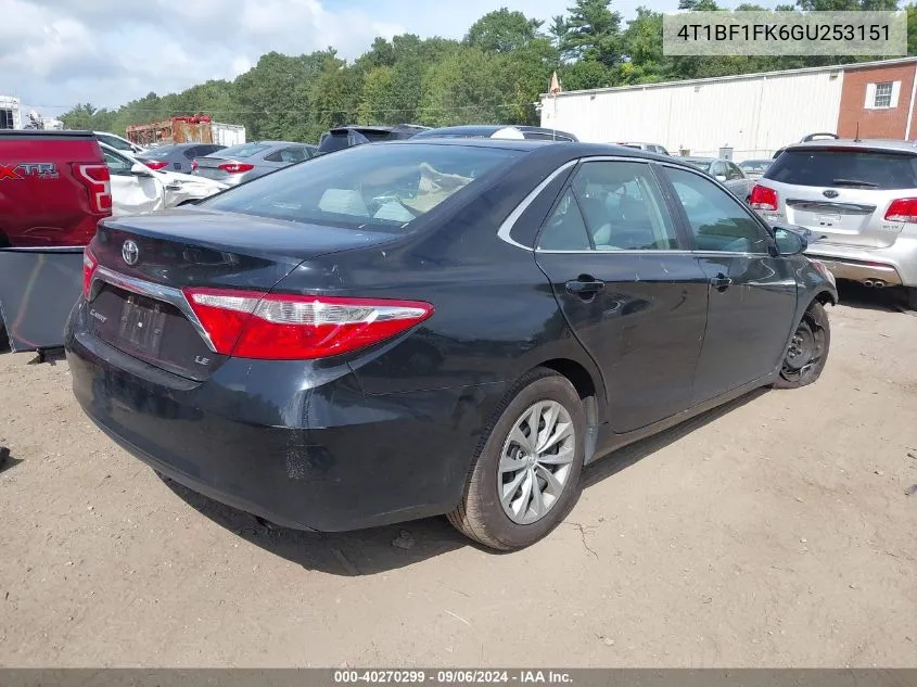 2016 Toyota Camry Le VIN: 4T1BF1FK6GU253151 Lot: 40270299