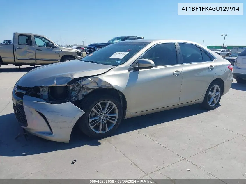 2016 Toyota Camry Se VIN: 4T1BF1FK4GU129914 Lot: 40287658