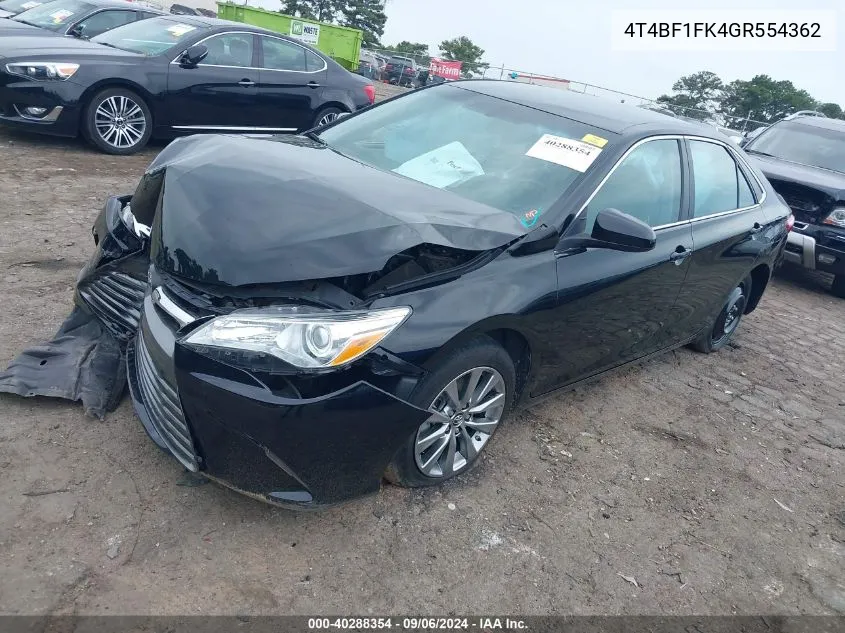 2016 Toyota Camry Xle VIN: 4T4BF1FK4GR554362 Lot: 40288354