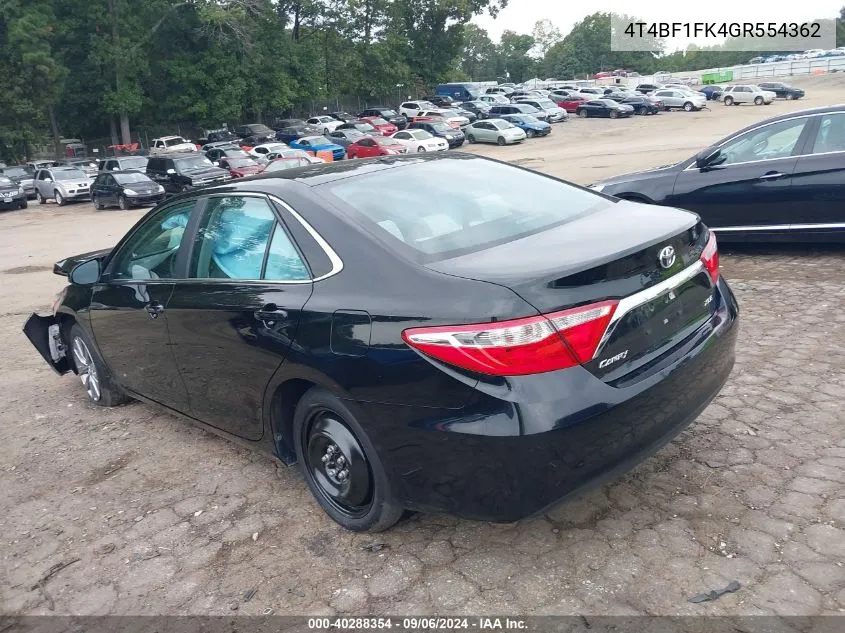 2016 Toyota Camry Xle VIN: 4T4BF1FK4GR554362 Lot: 40288354