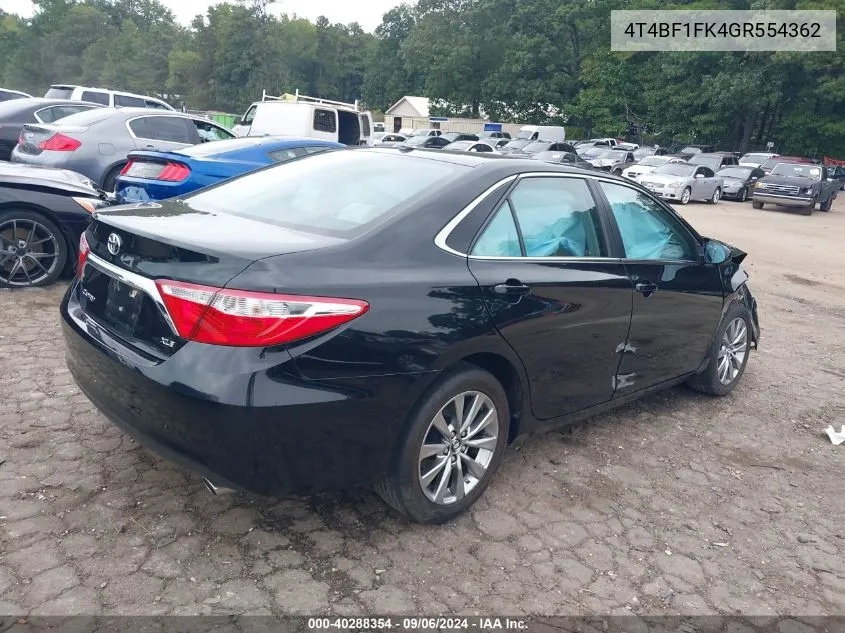 2016 Toyota Camry Xle VIN: 4T4BF1FK4GR554362 Lot: 40288354