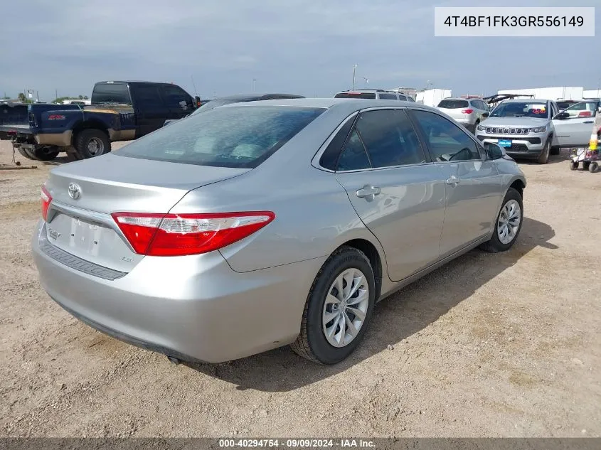 2016 Toyota Camry Le VIN: 4T4BF1FK3GR556149 Lot: 40294754