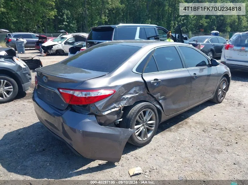 2016 Toyota Camry Se VIN: 4T1BF1FK7GU234818 Lot: 40297195