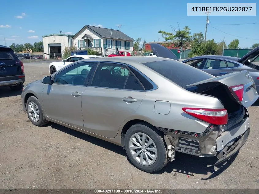 2016 Toyota Camry Le VIN: 4T1BF1FK2GU232877 Lot: 40297198