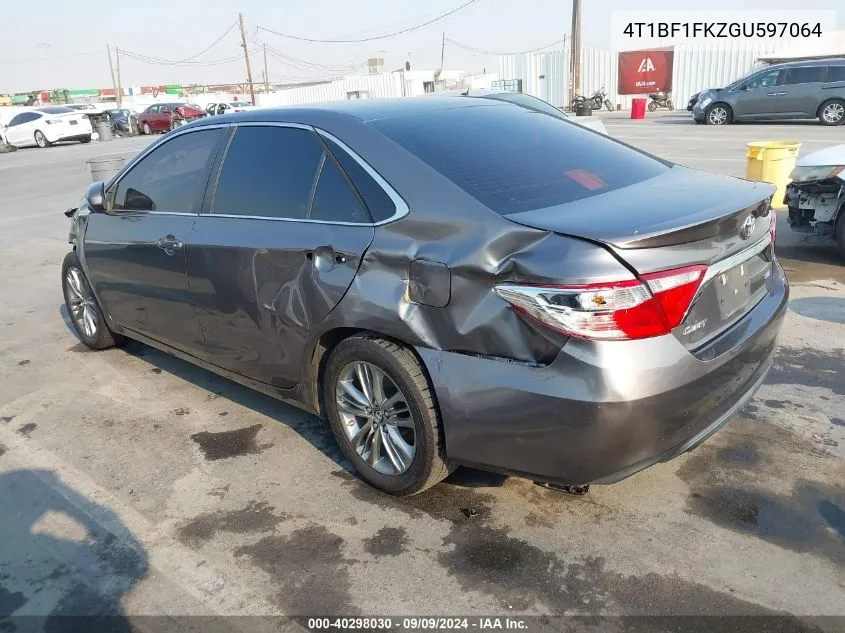 2016 Toyota Camry Se VIN: 4T1BF1FKZGU597064 Lot: 40298030