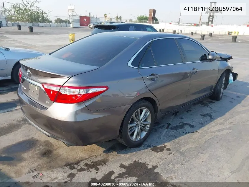 2016 Toyota Camry Se VIN: 4T1BF1FKZGU597064 Lot: 40298030