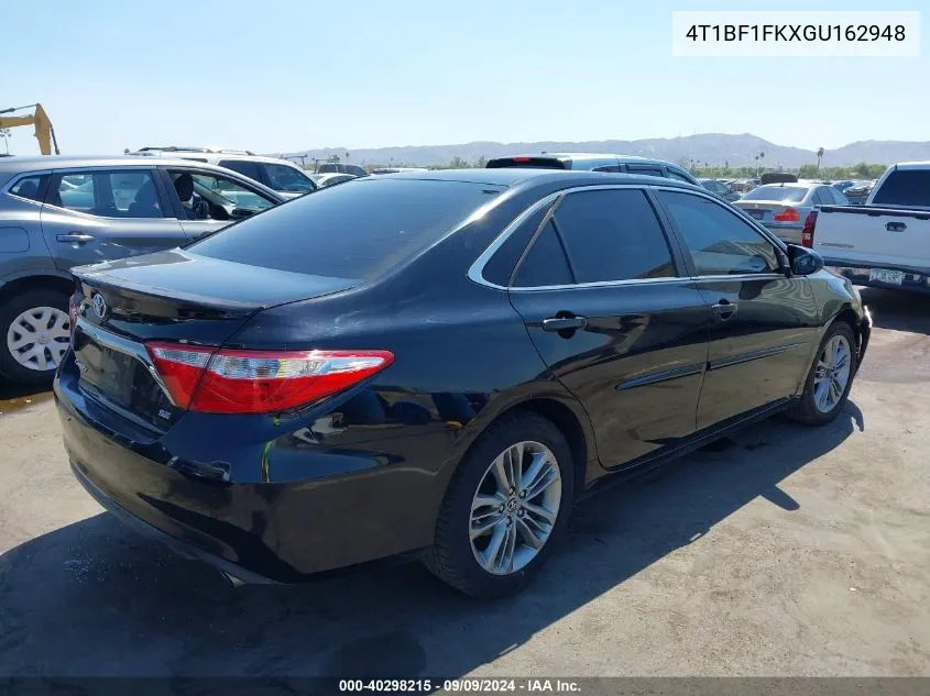 2016 Toyota Camry Se VIN: 4T1BF1FKXGU162948 Lot: 40298215