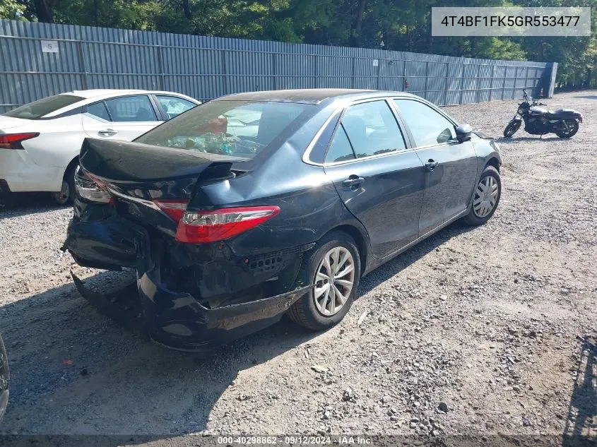 2016 Toyota Camry Le VIN: 4T4BF1FK5GR553477 Lot: 40298862