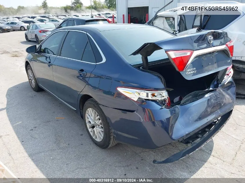 4T4BF1FK5GR545962 2016 Toyota Camry Le