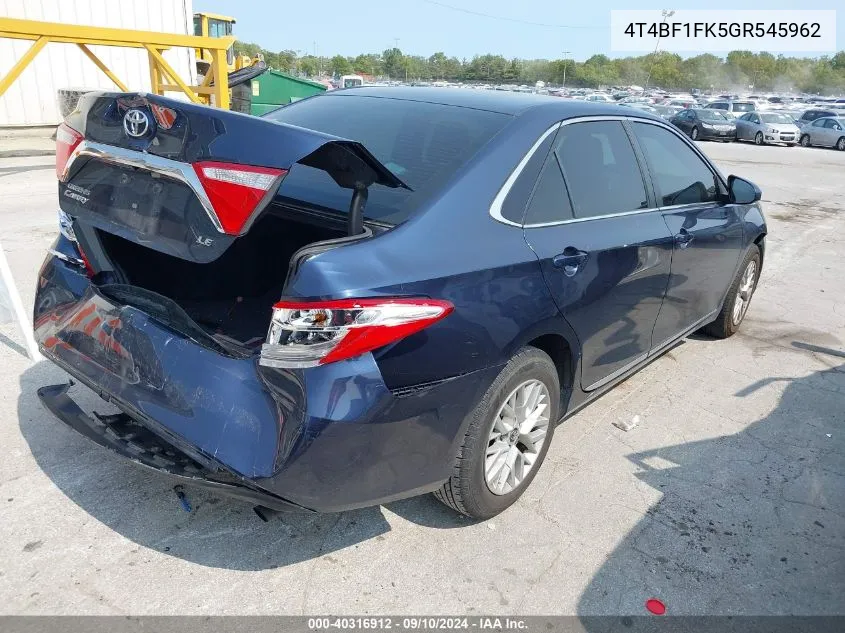 4T4BF1FK5GR545962 2016 Toyota Camry Le