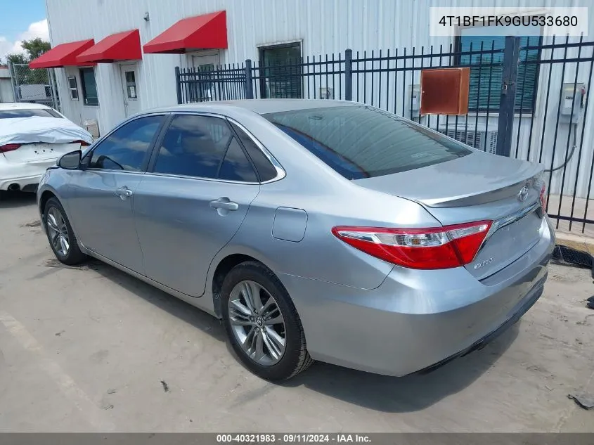 2016 Toyota Camry Se VIN: 4T1BF1FK9GU533680 Lot: 40321983