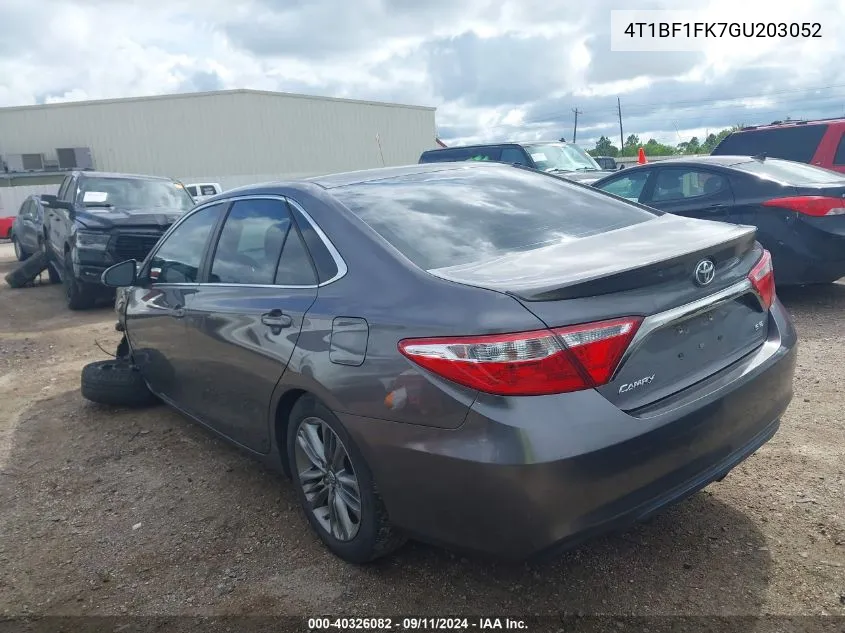 2016 Toyota Camry Se VIN: 4T1BF1FK7GU203052 Lot: 40326082