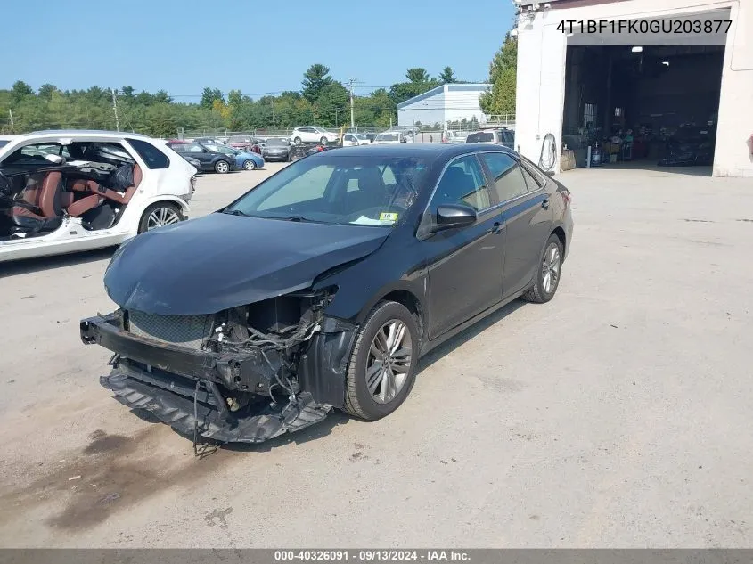 2016 Toyota Camry Se VIN: 4T1BF1FK0GU203877 Lot: 40326091