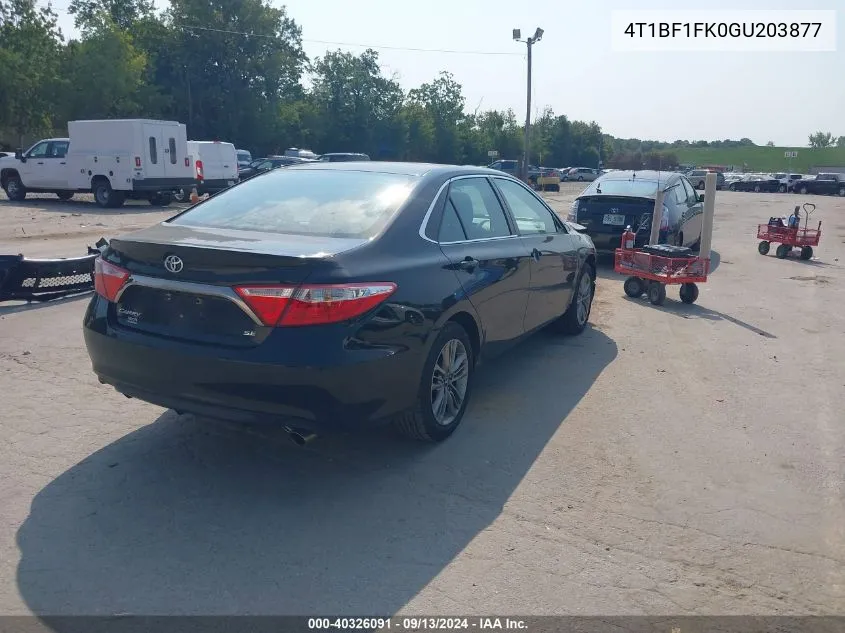 2016 Toyota Camry Se VIN: 4T1BF1FK0GU203877 Lot: 40326091