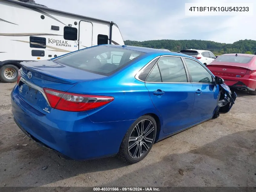 2016 Toyota Camry Se VIN: 4T1BF1FK1GU543233 Lot: 40331566