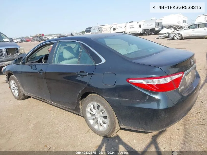 4T4BF1FK3GR538315 2016 Toyota Camry Le