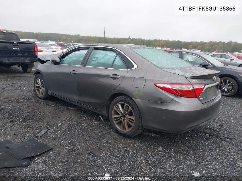 2016 Toyota Camry Se VIN: 4T1BF1FK5GU135866 Lot: 40333697