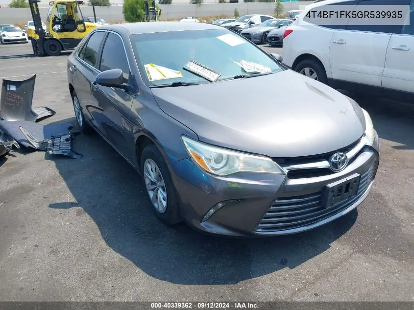 2016 Toyota Camry Le VIN: 4T4BF1FK5GR539935 Lot: 40339362