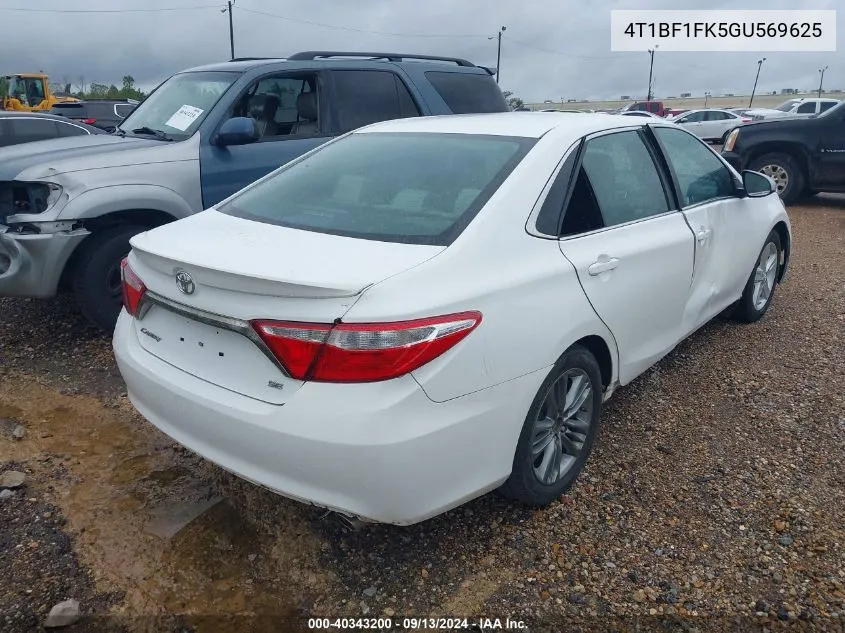 2016 Toyota Camry Le/Xle/Se/Xse VIN: 4T1BF1FK5GU569625 Lot: 40343200