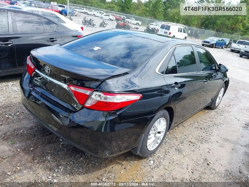 2016 Toyota Camry Le VIN: 4T4BF1FK3GR566020 Lot: 40352772