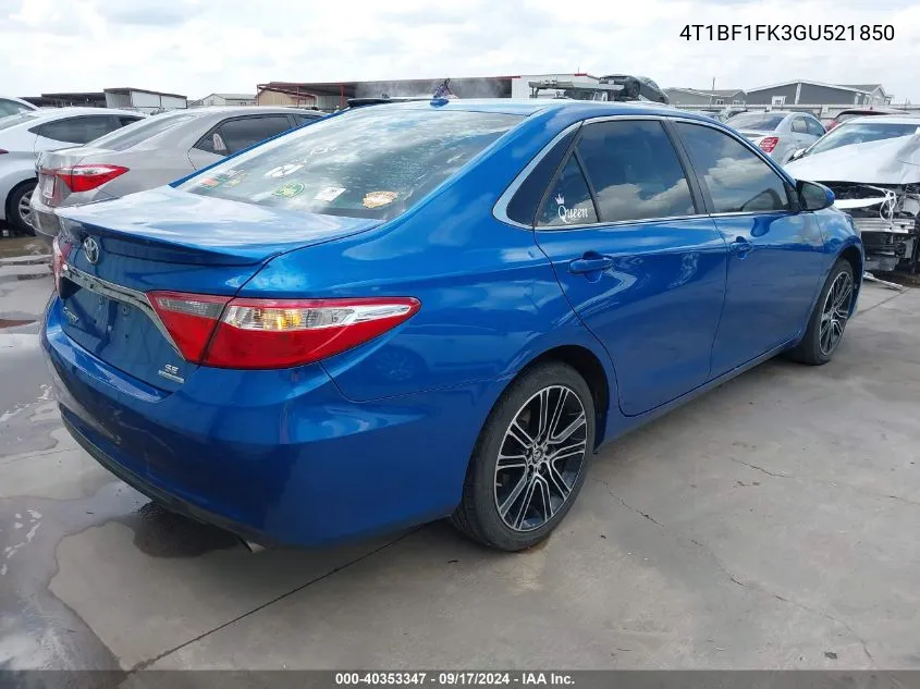 2016 Toyota Camry Se VIN: 4T1BF1FK3GU521850 Lot: 40353347