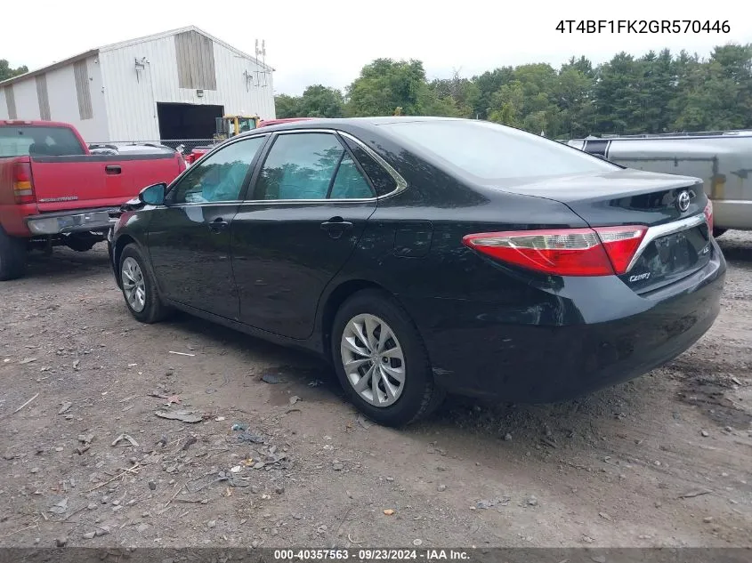 2016 Toyota Camry Le VIN: 4T4BF1FK2GR570446 Lot: 40357563