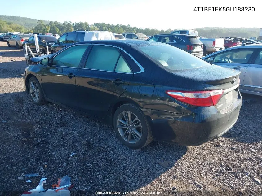 2016 Toyota Camry Se VIN: 4T1BF1FK5GU188230 Lot: 40366618