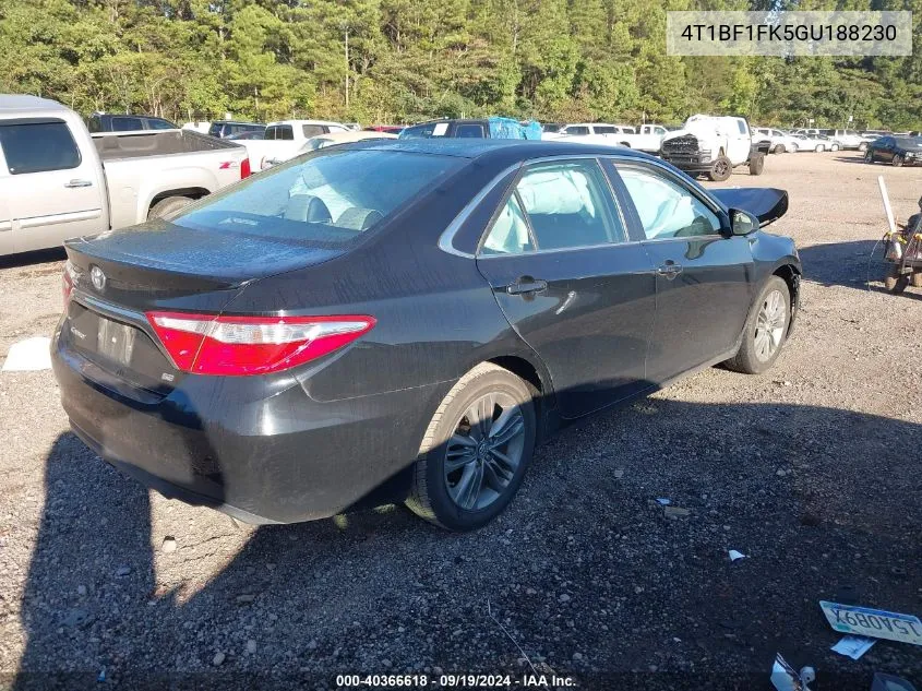 2016 Toyota Camry Se VIN: 4T1BF1FK5GU188230 Lot: 40366618