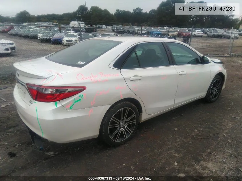 2016 Toyota Camry Se VIN: 4T1BF1FK2GU147280 Lot: 40367319