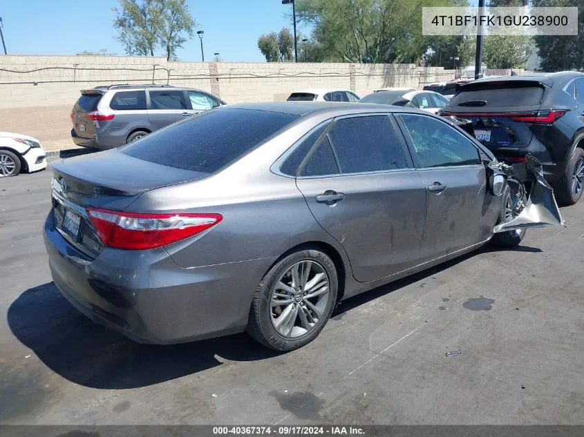 2016 Toyota Camry Se VIN: 4T1BF1FK1GU238900 Lot: 40367374