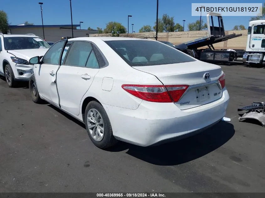 2016 Toyota Camry Hybrid Le VIN: 4T1BD1FK1GU181927 Lot: 40369965