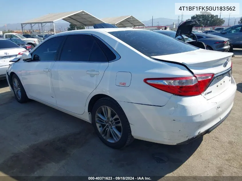 2016 Toyota Camry Se VIN: 4T1BF1FK5GU183562 Lot: 40371623