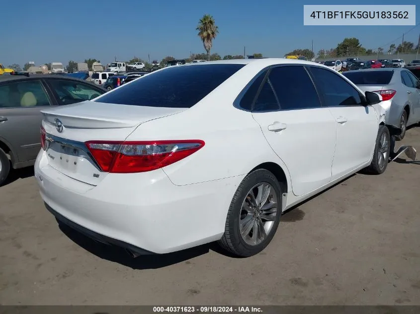 2016 Toyota Camry Se VIN: 4T1BF1FK5GU183562 Lot: 40371623