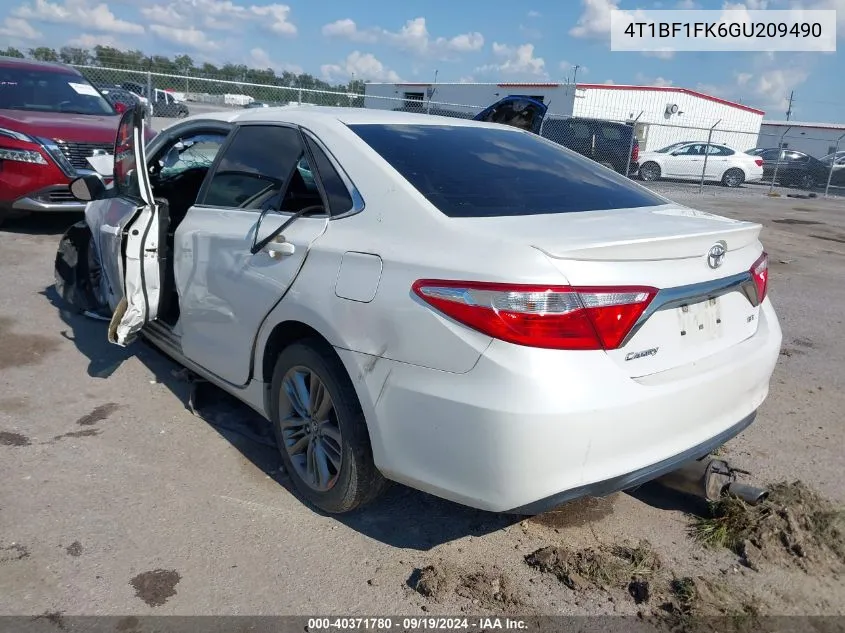 2016 Toyota Camry Se VIN: 4T1BF1FK6GU209490 Lot: 40371780