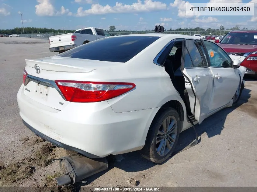 2016 Toyota Camry Se VIN: 4T1BF1FK6GU209490 Lot: 40371780