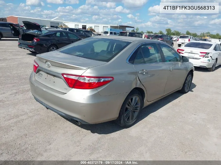 2016 Toyota Camry Se VIN: 4T1BF1FK3GU568313 Lot: 40372179