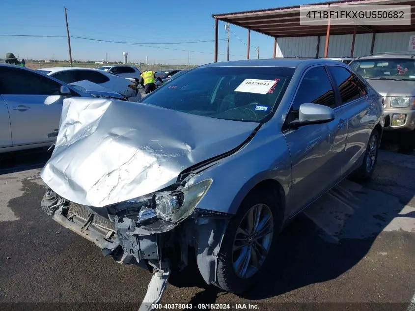 2016 Toyota Camry Se VIN: 4T1BF1FKXGU550682 Lot: 40378043