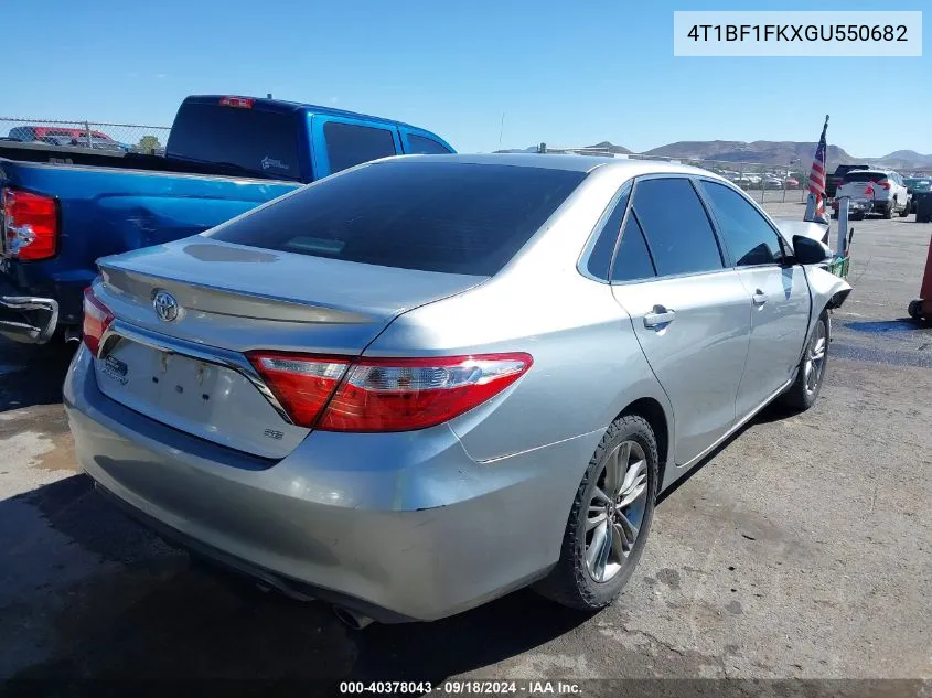 2016 Toyota Camry Se VIN: 4T1BF1FKXGU550682 Lot: 40378043