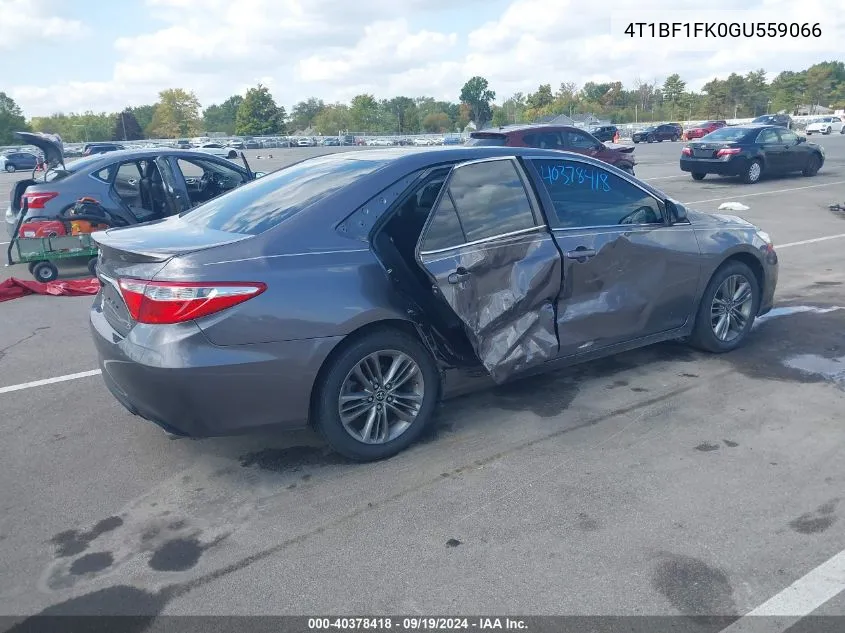 2016 Toyota Camry Se VIN: 4T1BF1FK0GU559066 Lot: 40378418