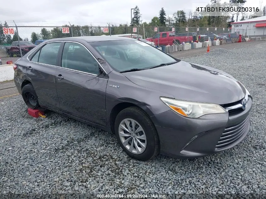 4T1BD1FK3GU200316 2016 Toyota Camry Hybrid Le