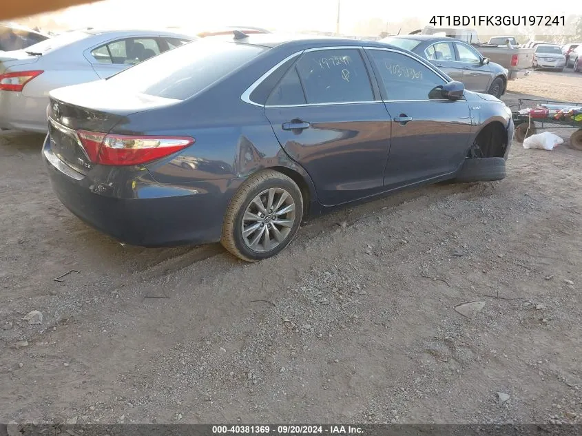 2016 Toyota Camry Hybrid Xle VIN: 4T1BD1FK3GU197241 Lot: 40381369