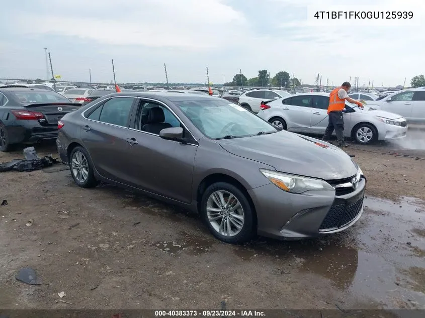 2016 Toyota Camry Se VIN: 4T1BF1FK0GU125939 Lot: 40383373